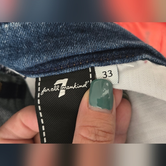 7for All Man Kind Dark Blue Denim Shorts - Picture 6 of 6